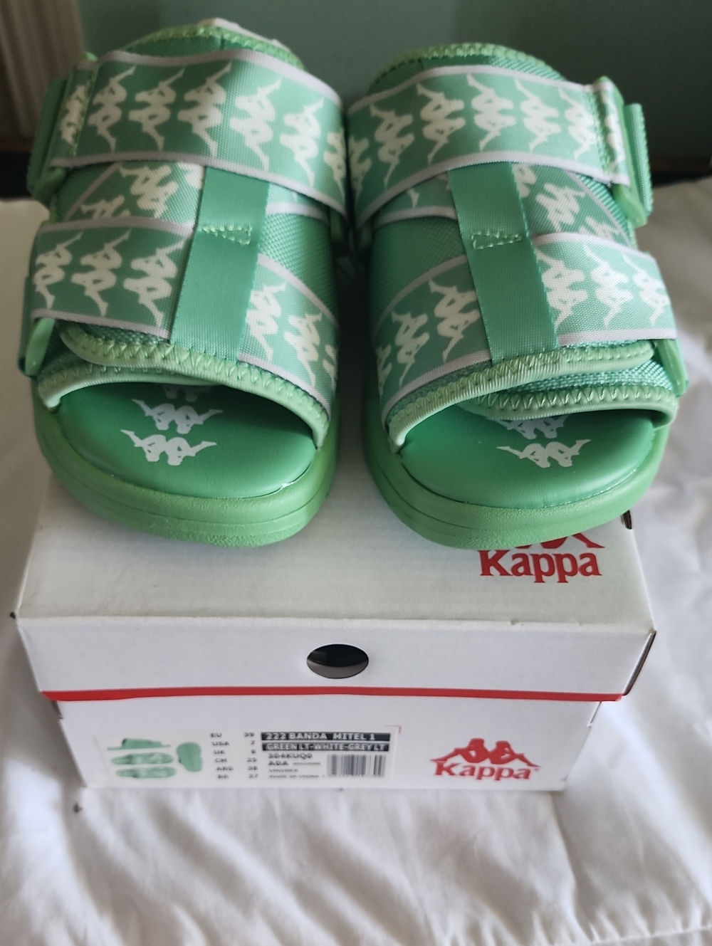 Kappa Mint Green Logo Strap Slides